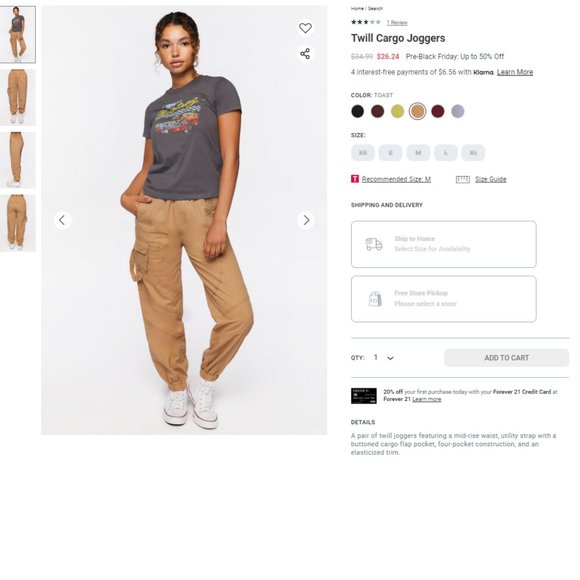 Light Khaki Forever 21 Cargo Joggers - Picture 8 of 11